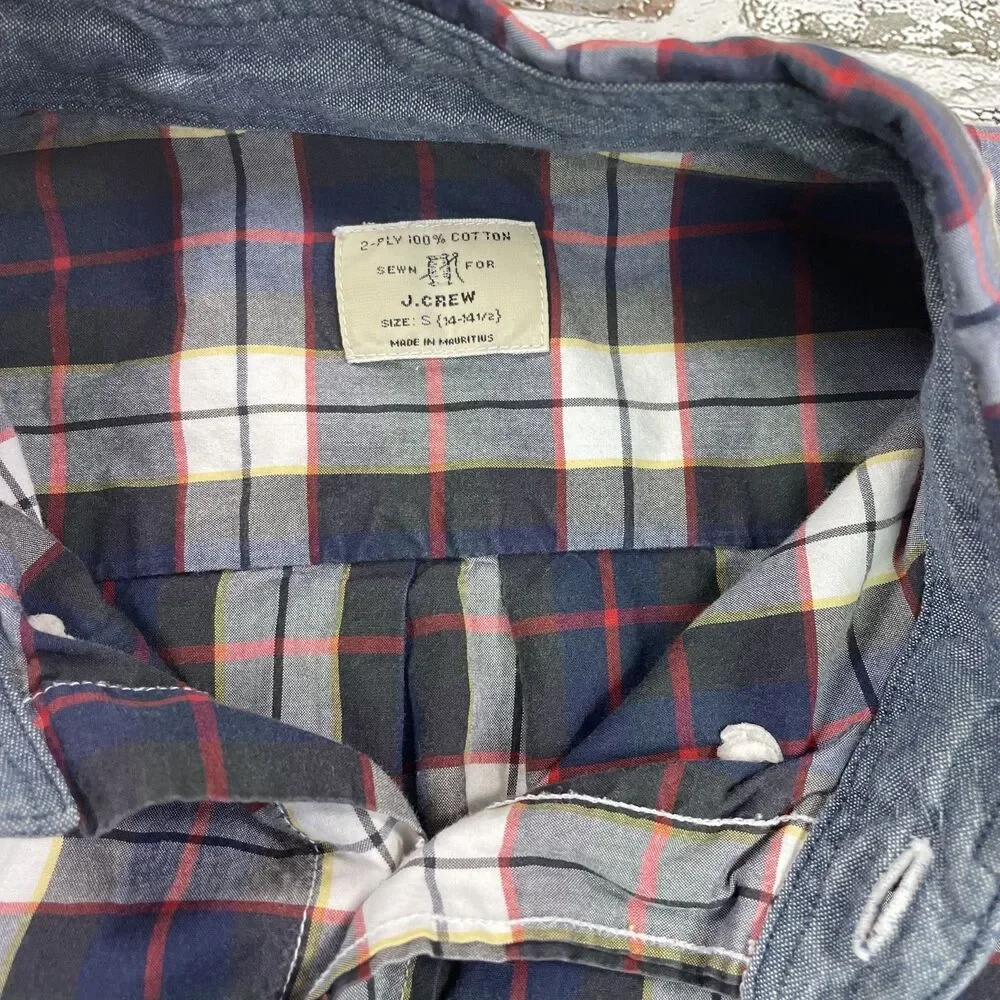 J.Crew Mens Button Down Shirt Size S Multicolor Plaid Long Sleeve Cotton